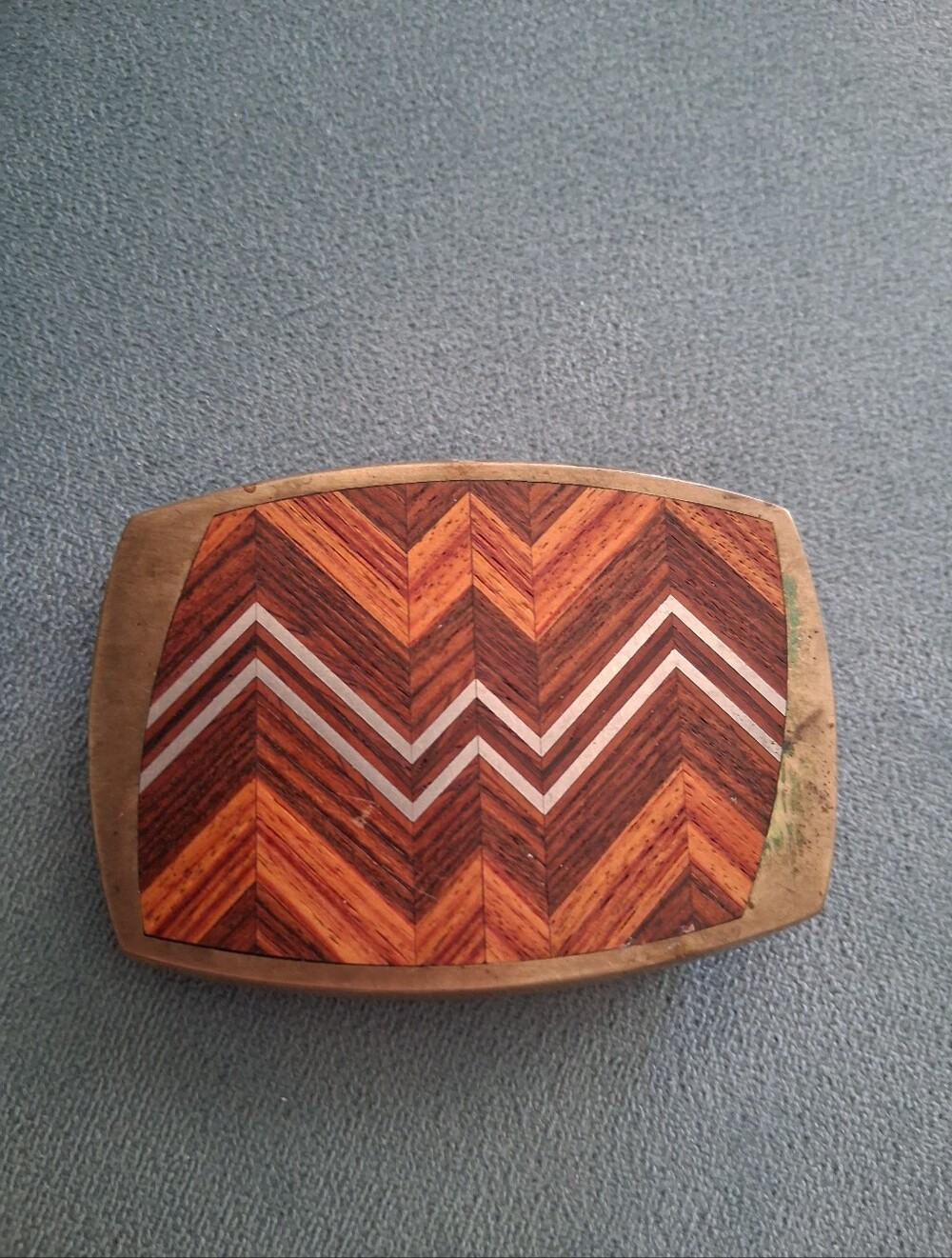 Wood Inlay Brass Buckle
